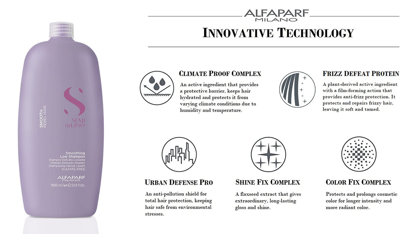 Shampoo Alfaparf Milano Semi Di Lino Suave e Hidratante para Cabello Rebelde y Encrespado