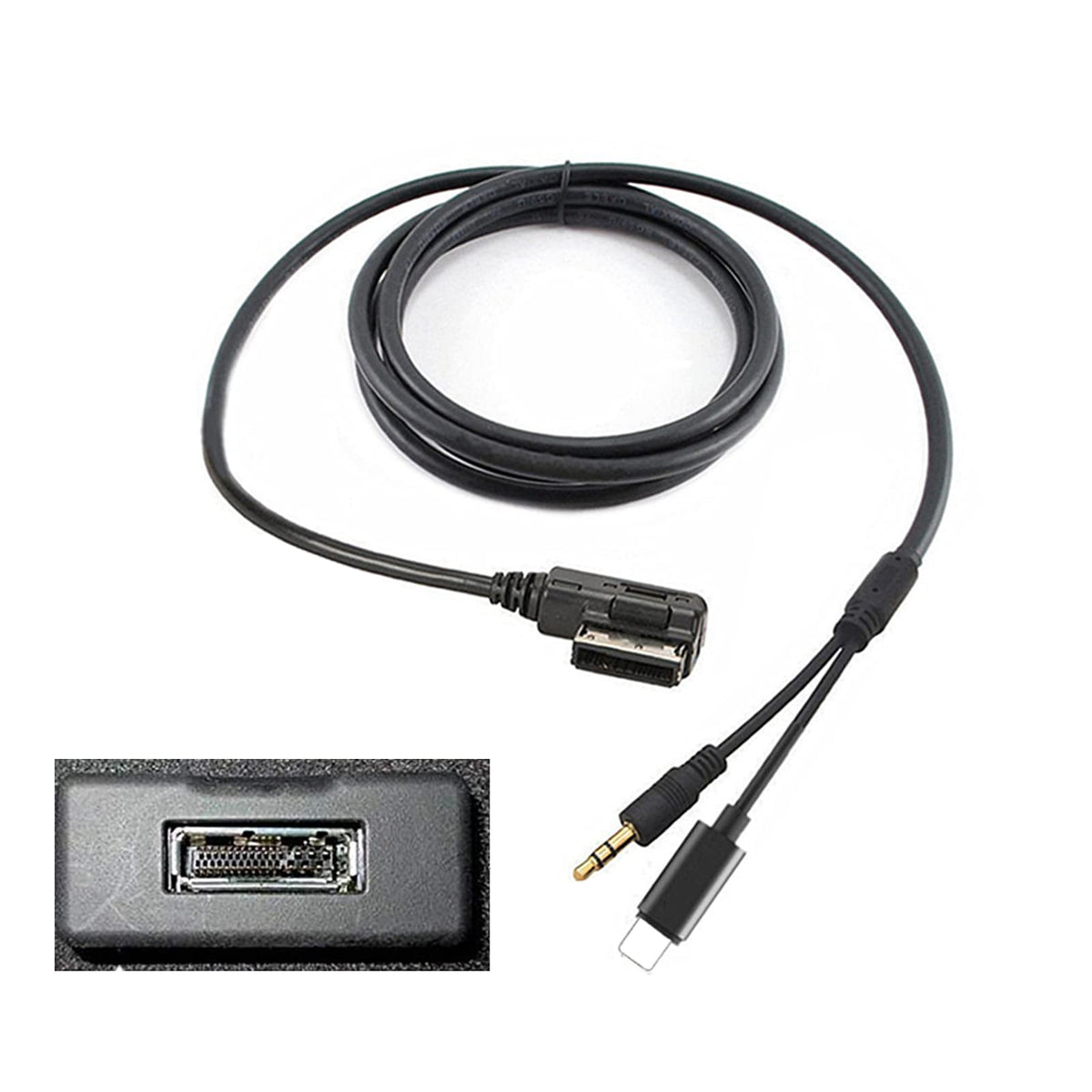 Cable de Carga Auxiliar Shinetec MMI MDI Negro Compatible con IP 14 13 12 para Mercedes-Benz