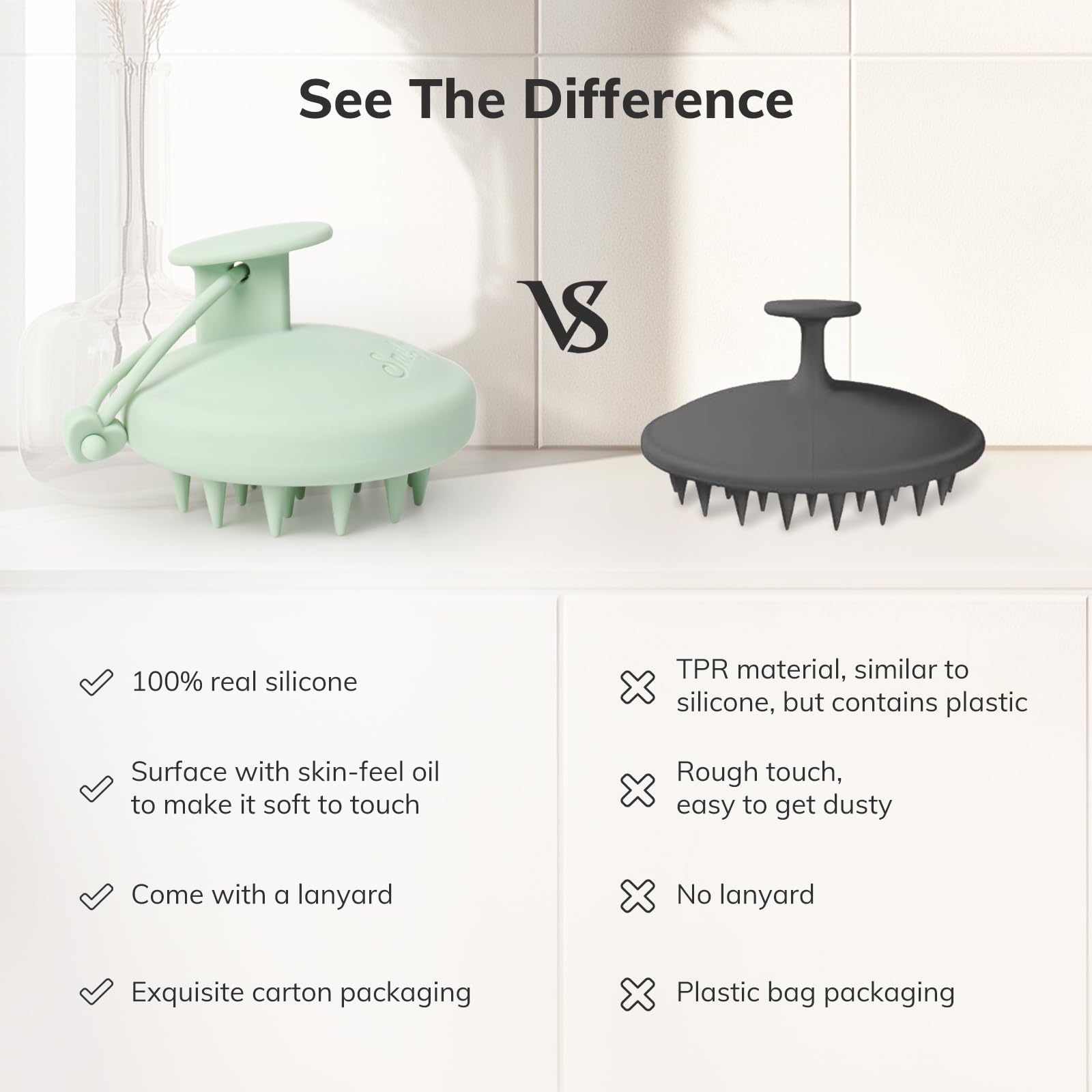 Sndyi Cepillo Champú Masajeador del Cuero Cabelludo de Silicona, Cepillo Exfoliante del Cuero Cabelludo para la Eliminación de la Caspa, Cepillo para el Crecimiento del Cabello (Verde)