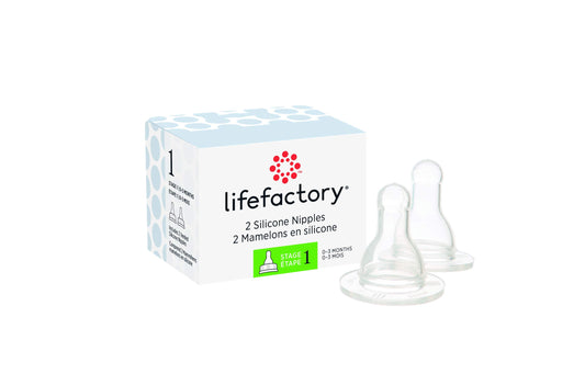 Lifefactory BPA-Free Stage 1 (0-3 Months) Silicone Nipples 2-Pack