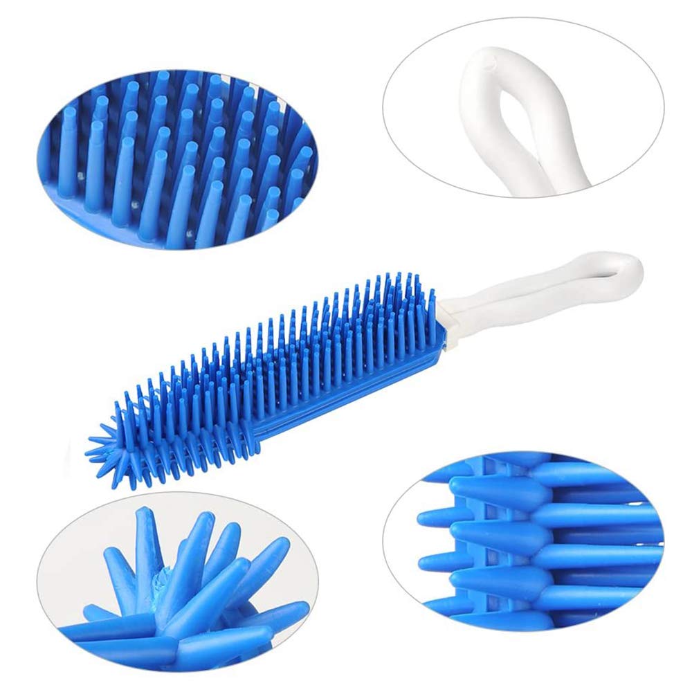 LandHope - Juego de 2 limpiadores de pelo de mascotas, de goma, portátil, para alfombras, ropa, muebles, sofá, asiento de coche, también se utiliza como cepillo de baño para perros y gatos con efecto de masaje (verde + azul)