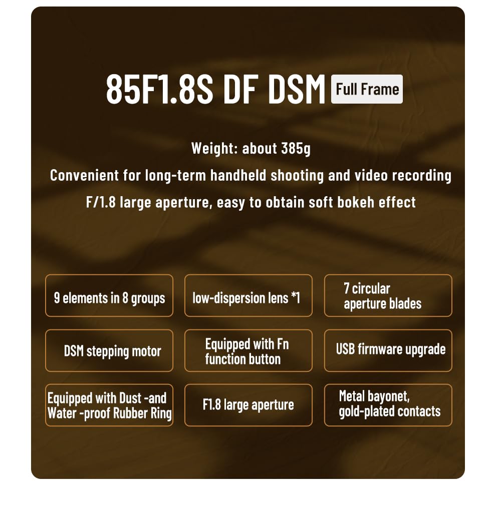 Lente Prime Marco Completo YONGNUO 85 mm Apertura Grande para Cámaras Sony E Mount sin Espejo Cuerpo Metálico