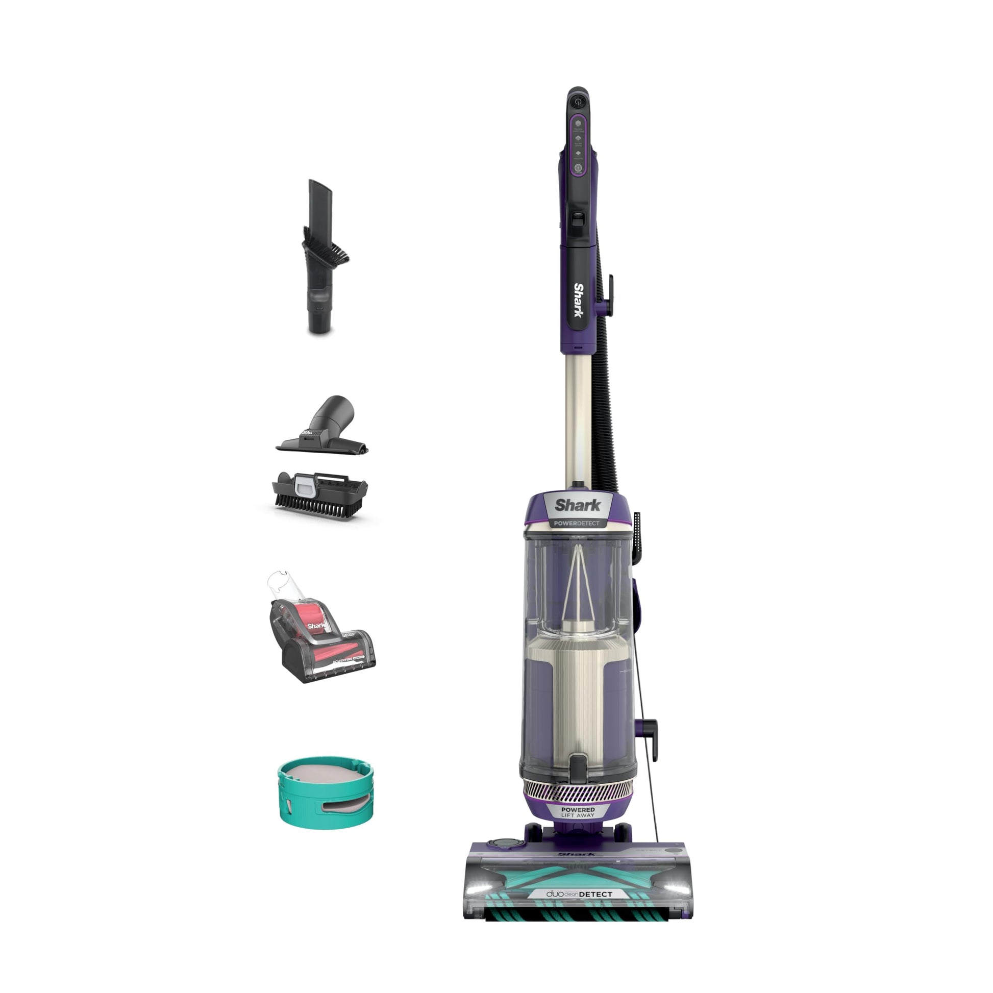 Shark POWERDETECT - Aspiradora Vertical con Filtro HEPA, aspiradora Resistente con Potente succión para Recogida de Pelo de Mascotas, tecnología DuoClean, Elevador motorizado, Ideal para alfombras y