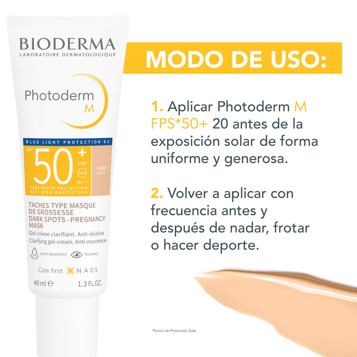 Protector Solar Bioderma Photoderm M Claro Fps50+ Alta Cobertura Mate