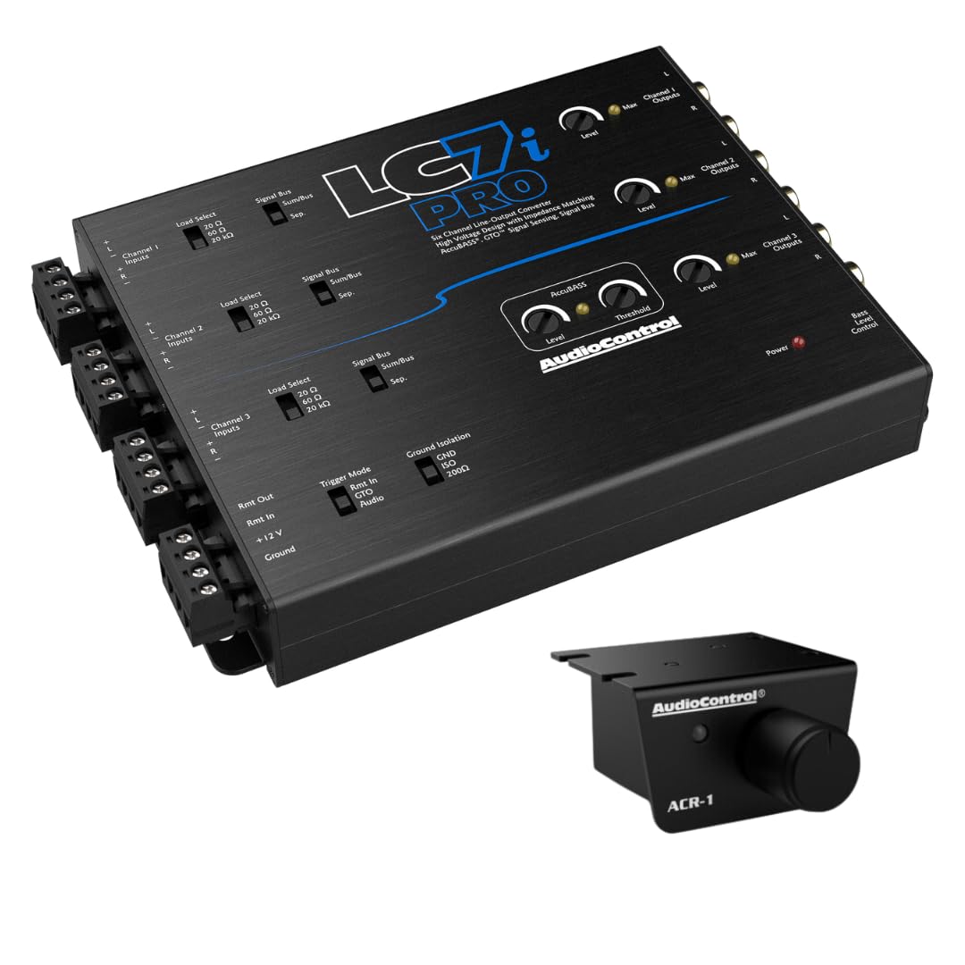 Convertidor de Línea de Seis Canales AudioControl LC7iPRO Negro con Accubass y Control Remoto ACR-1 Incluido