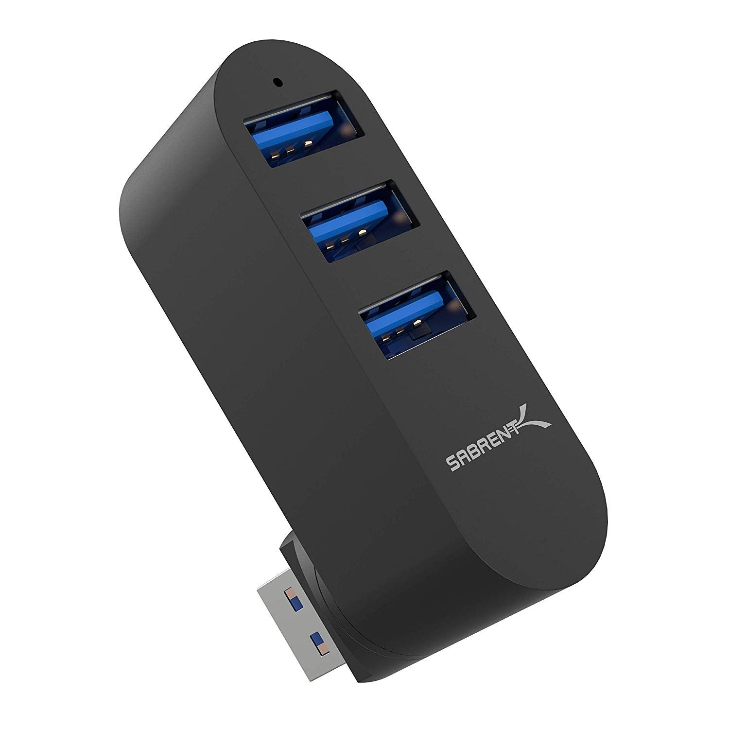Hub USB 3.0 Mini de Aluminio Sabrent Premium Tres Puertos Giratorio 90° 180°