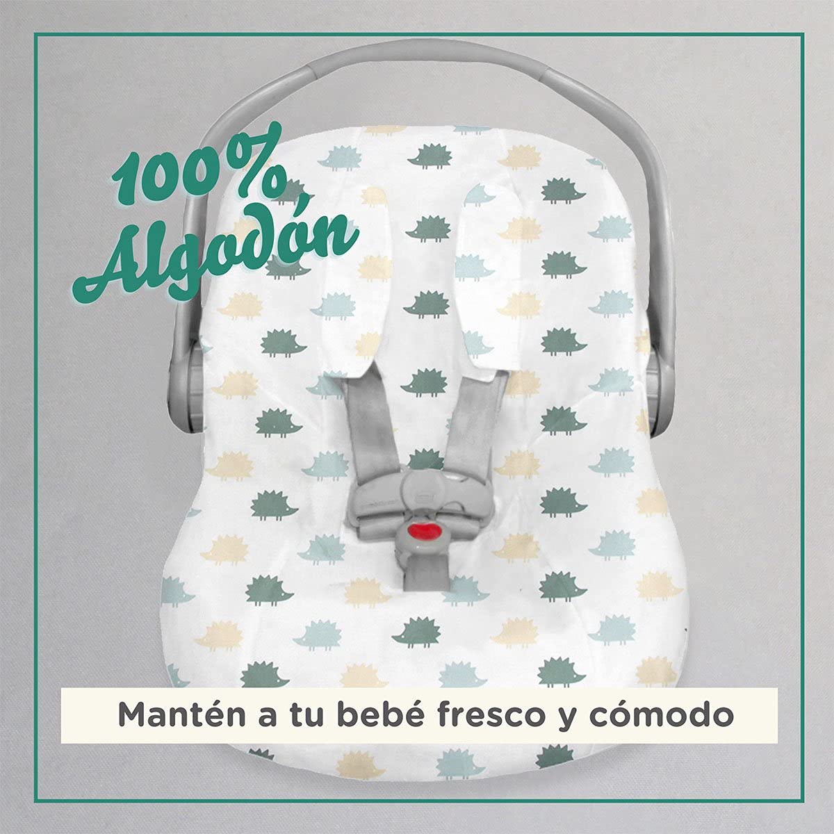 Funda para Portabebé Nap Baby Gris con Resorte Ajustable 100% Algodón Hipoalergénica