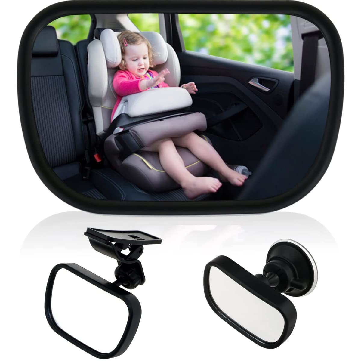 Espejo Retrovisor de Auto para Bebé - Espejos para Asientos Traseros de Bebes de 360° Giratorio, Espejo de Observación de Carro para Bébés, Espejo de Seguridad de Coche para Niñas y Niños