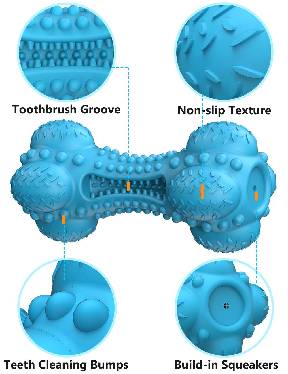 Juguete masticable para perros Squeaky para masticadores agresivos de raza grande, hueso de goma resistente e indestructible con cepillo de dientes para limpieza de dientes de perros grandes y medianos