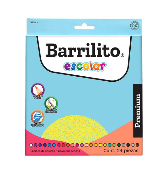 Barrilito Lápices Largos de Color, 24 Piezas. 7993LCP