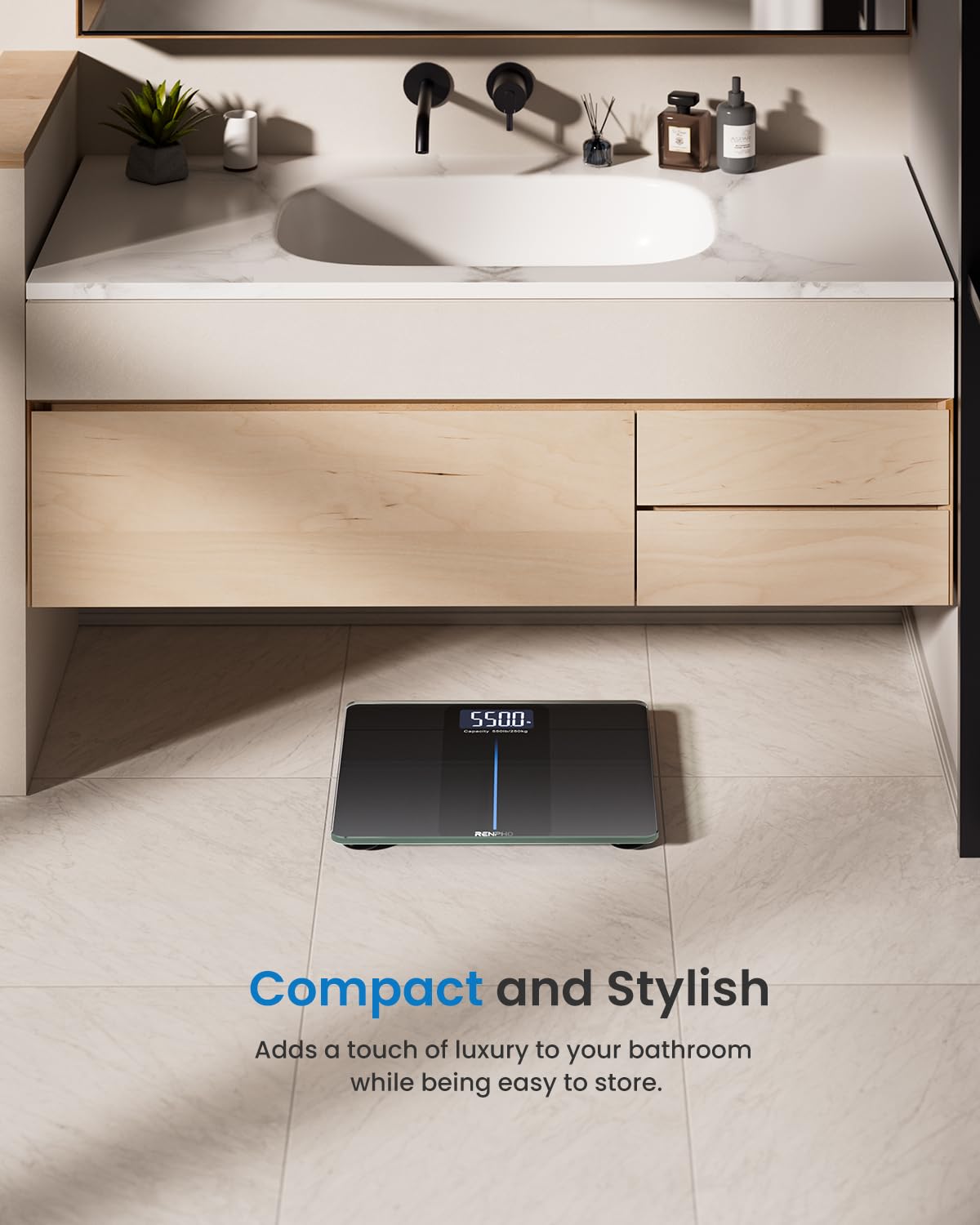 Báscula de Baño RENPHO 550 lb Alta Precisión Pantalla LCD Baterías Incluidas