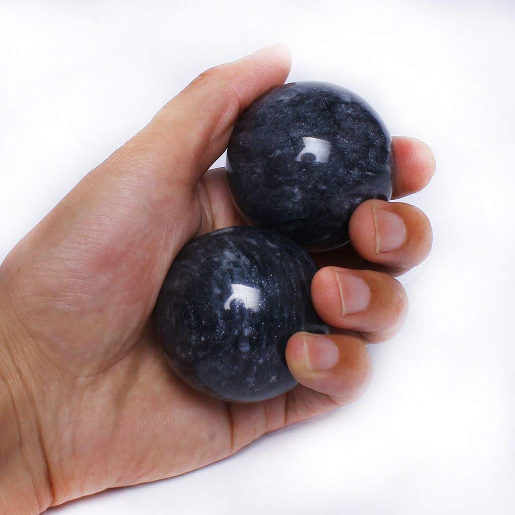Bolas de Baoding Salud Mármol Negro Ejercicio Masaje para Hombre