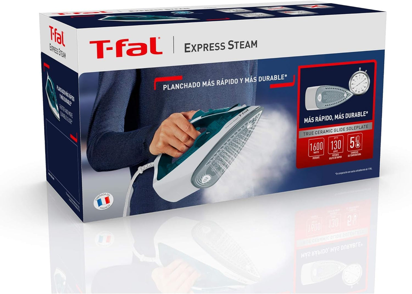 Plancha de Vapor T-fal Blanca Azul con Tecnología True Ceramic Glide 1600W