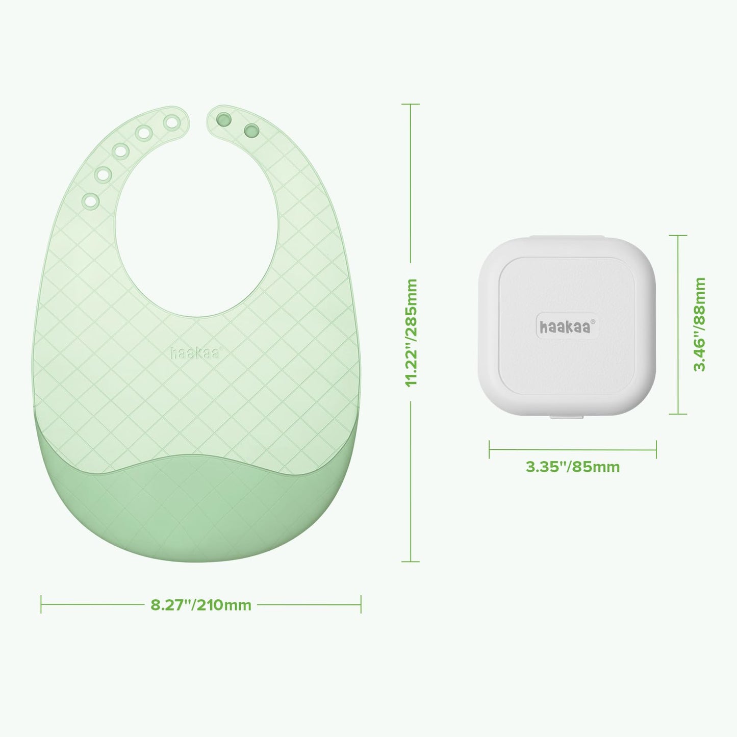 Haakaa - Babero de silicona ligero con bolsillo de silicona ultraligero y plegable, con bolsillo profundo para recoger alimentos, diseño impermeable ajustable, artículos esenciales para la