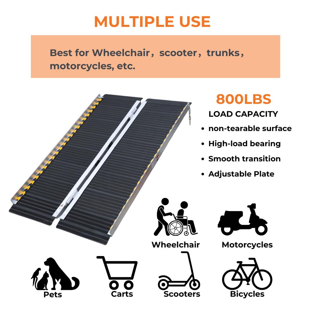 Rampa Antideslizante VENDAV Aluminio Portátil 3 Pies para Silla de Ruedas