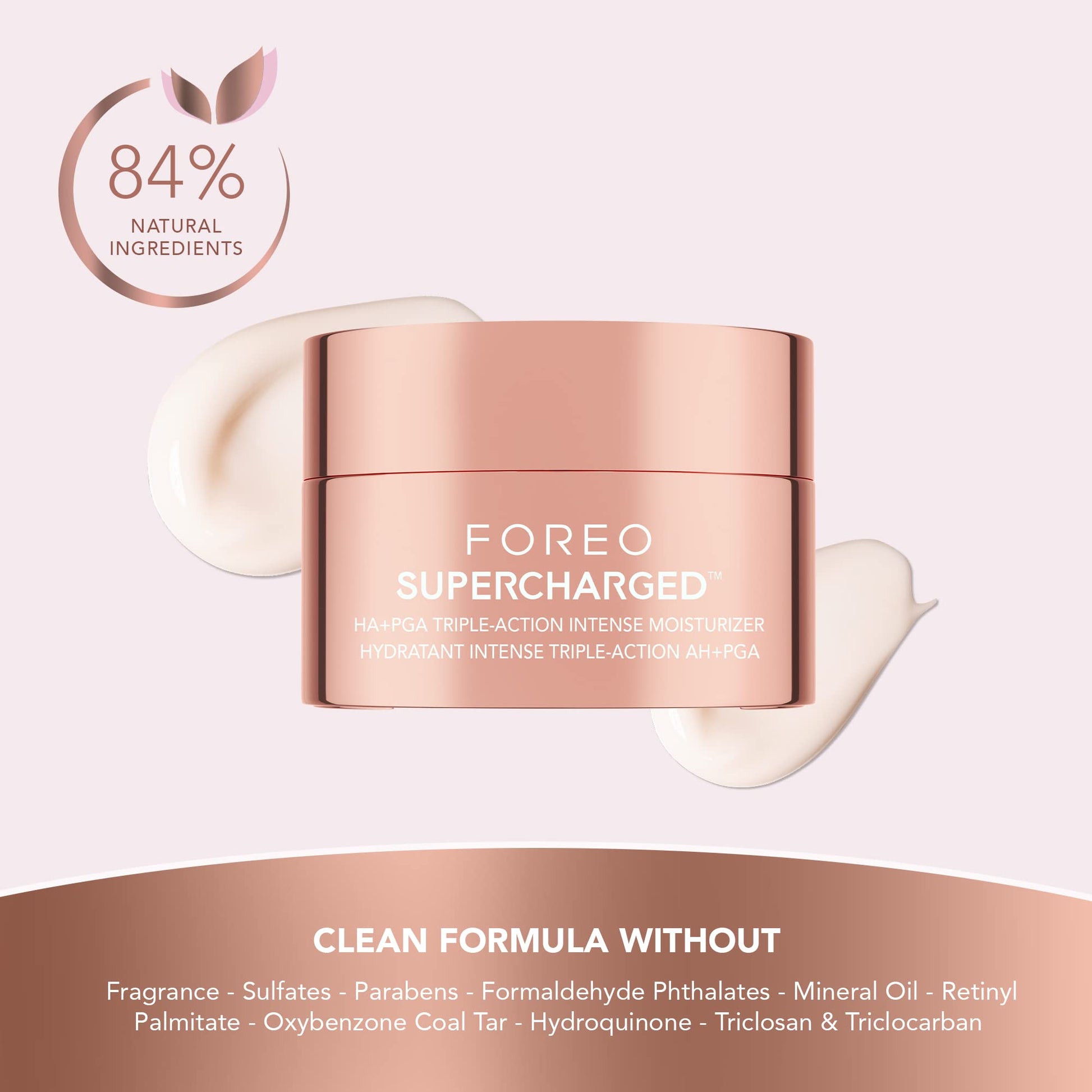 FOREO SUPERCHARGED Crema Hidratante Facial Triple Acción HA+PGA - Contorno de Ojos - Acido Hialuronico - Vitamina E - Vegano - Crema Facial Hombre - Skincare - 50 ml