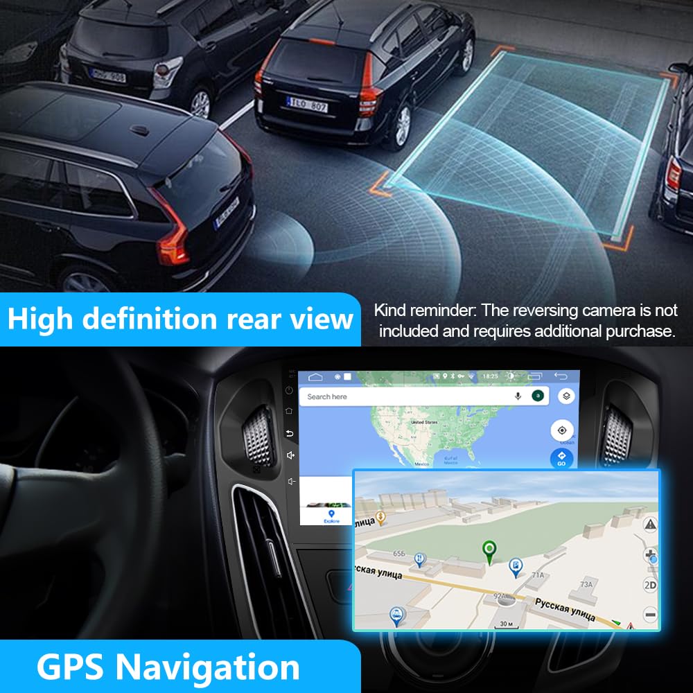 Android 12 [2G+64G] Radio estéreo de coche compatible con Ford Focus 2012-2017, navegación GPS integrada CarPlay Android Auto Bluetooth WiFi SWC Unidad principal auto