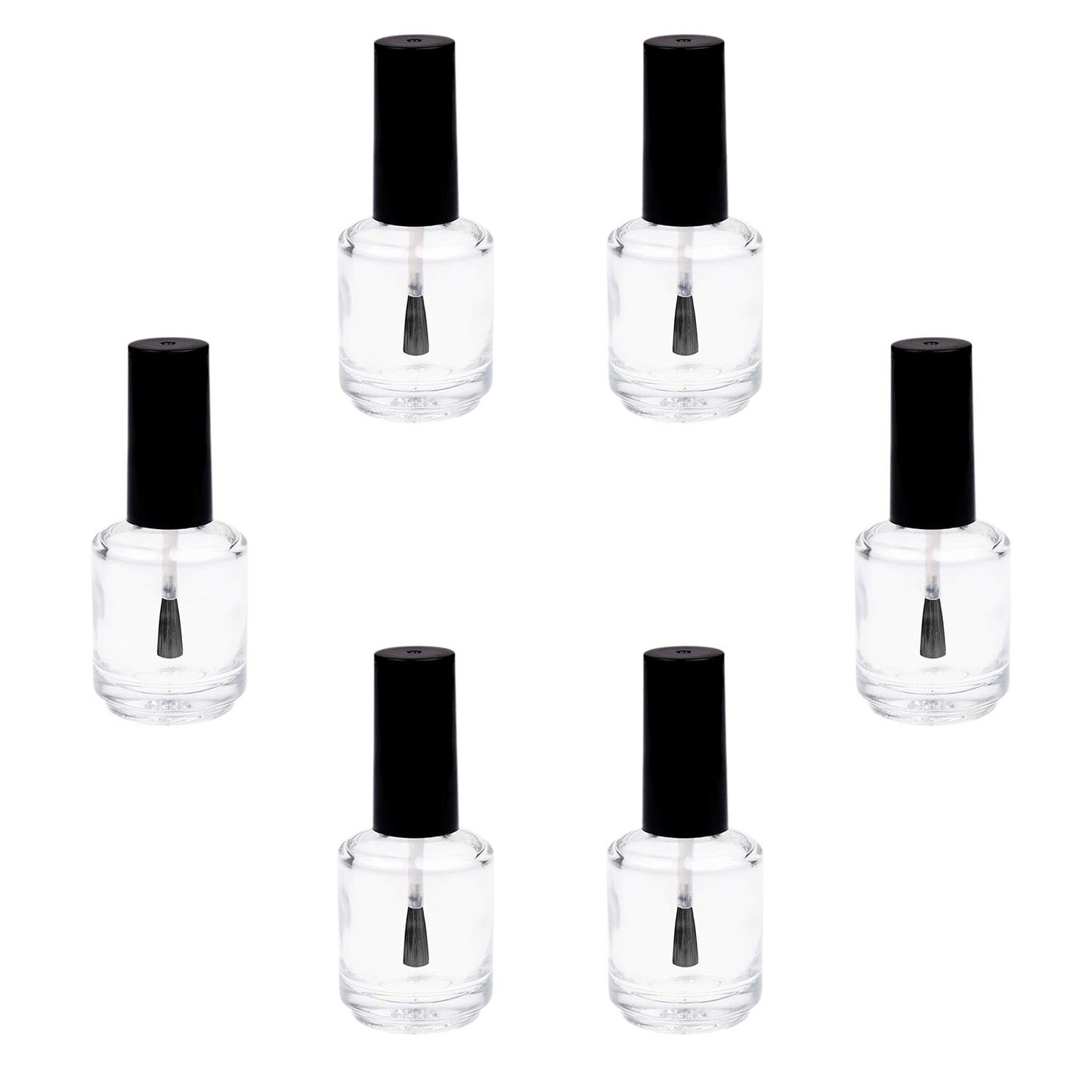 Botellas vacías de esmalte de uñas con cepillos Dupont – Juego de 6 – Cristal transparente – Incluye embudos (para un fácil relleno) y bolas de mezcla (para mejores resultados de mezcla) – Haz tu propio esmalte de uñas