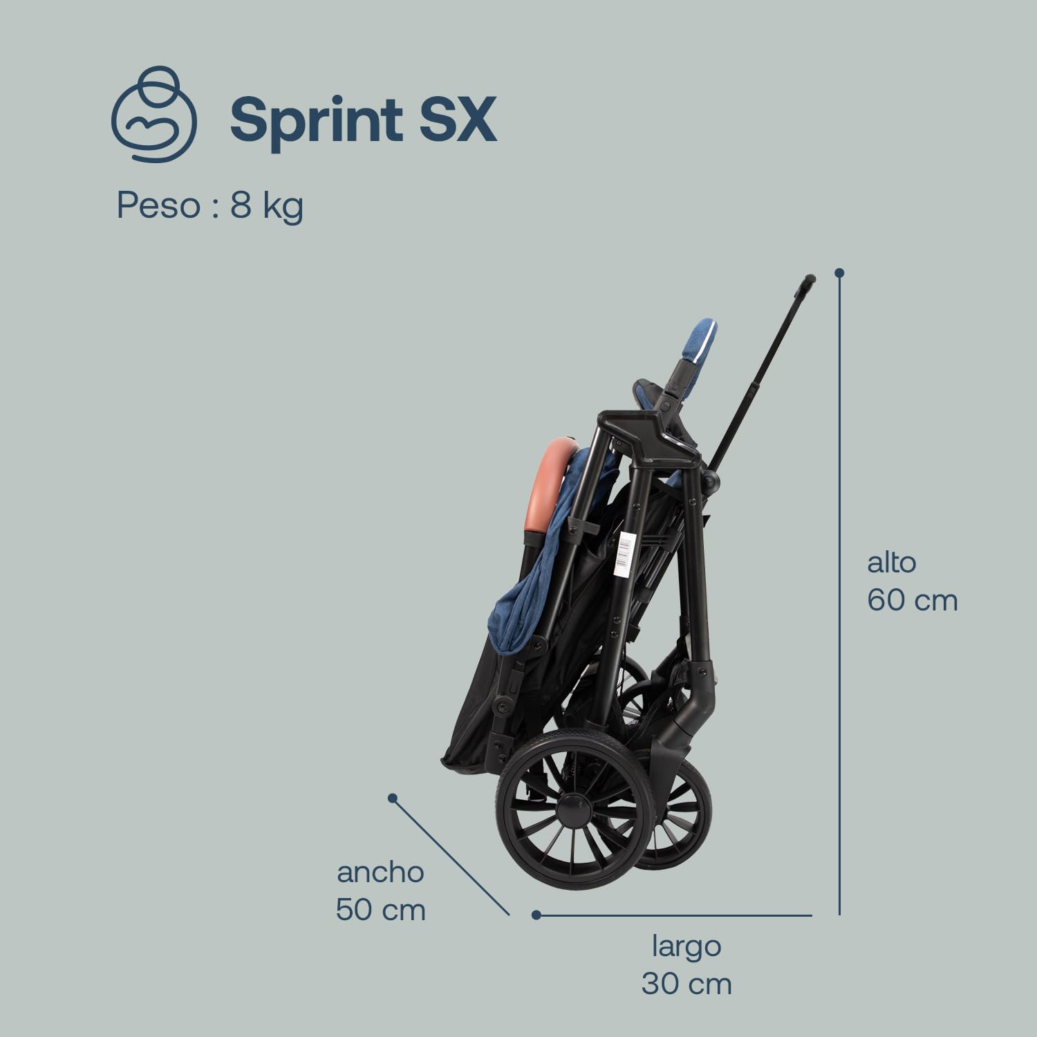 Bebesit Carriola para Bebe Sprint | Carriola de Bastón Ligera con Cinturón de 5 Puntos | Recién Nacidos a 4 Años | Carriola de Viaje con Toldo, 3 Paneles, Reposa Pie Ajustable y Canasta Portaobjetos
