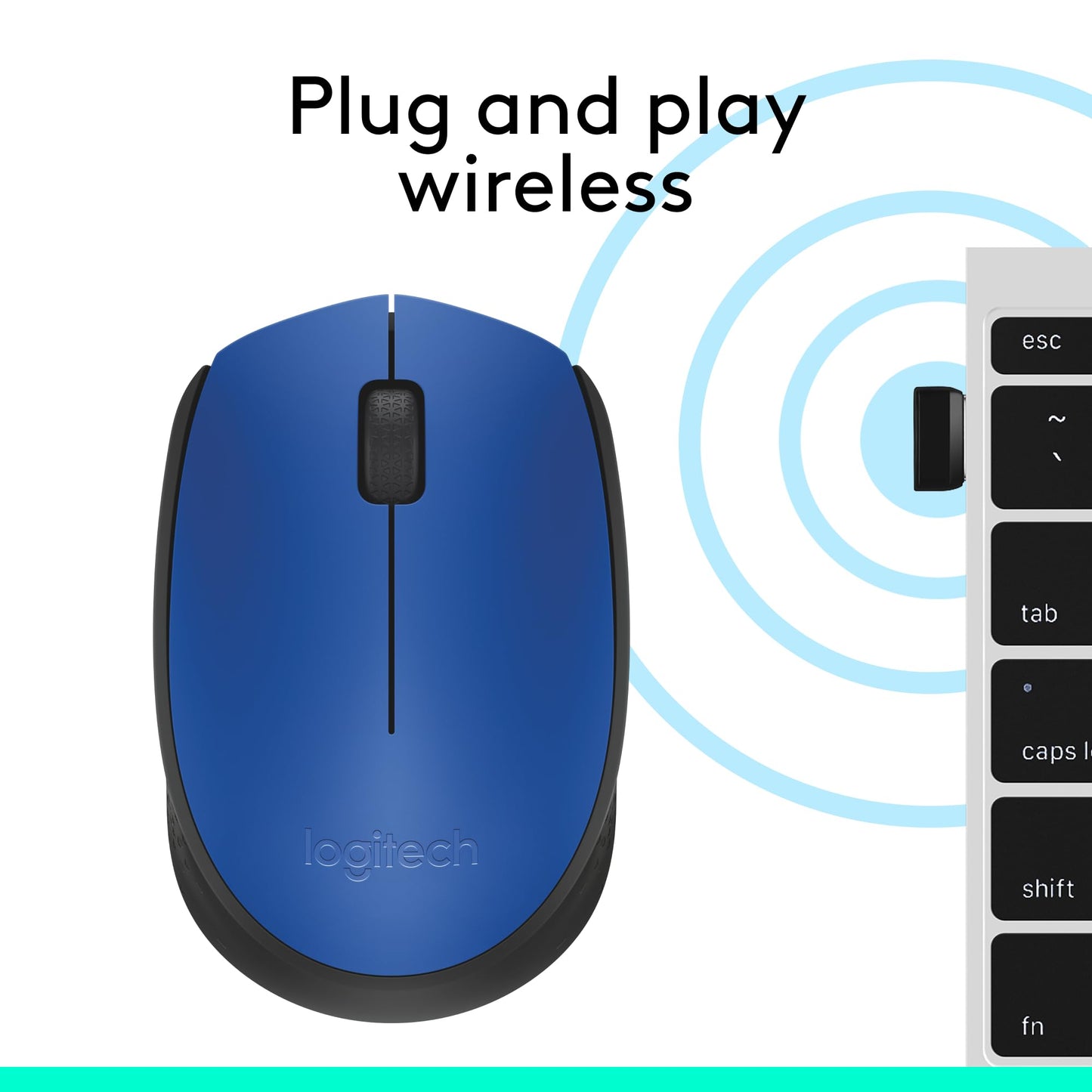Logitech M170 Mouse Inalámbrico, con tecnología 2,4 GHZ, batería de hasta 12 Meses con modo ahorro, Receptor USB, Cursor y Desplazamiento Preciso, Compatible con Windows, Mac y Chrome - Azul