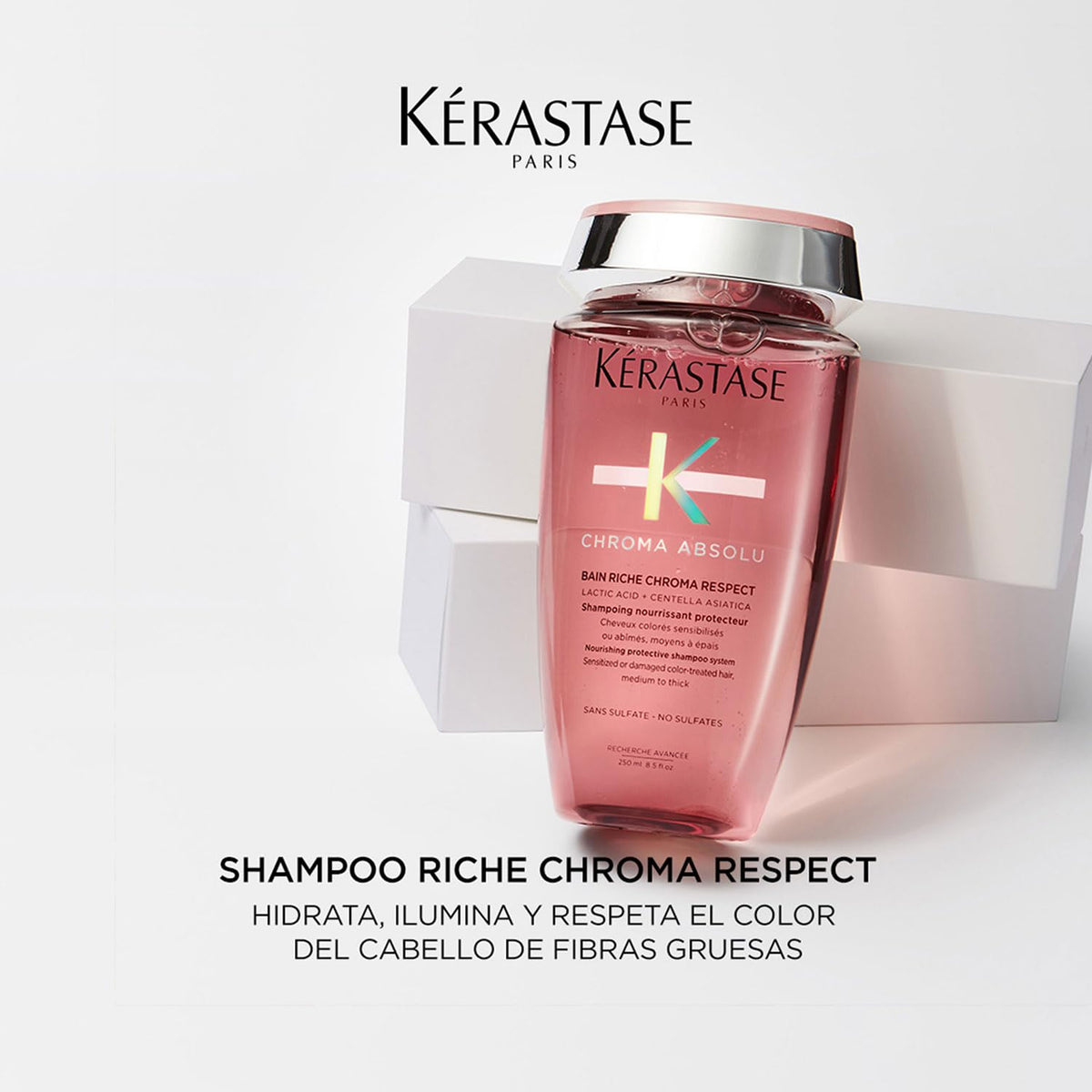 KÉRASTASE Chroma Absolute Respect Riche | Shampoo Hidratante para Cabello Teñido y Dañado con Grosor de Medio a Grueso | con Ácido Láctico y Centella Asiática