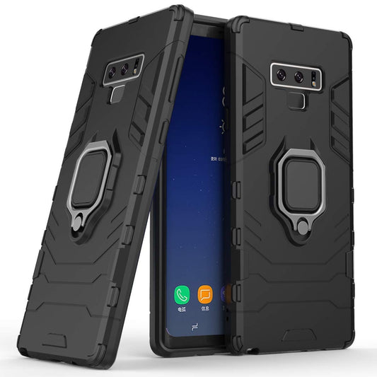 Compatible con Galaxy Note 9 Funda, Anillo Metálico Sujeción Soporte Antichoque Rígido Caja (Funciona con el Montaje de Coche Magnético) Doble Capa Sólido Case Carcasa para Samsung Galaxy Note 9 (Negro)