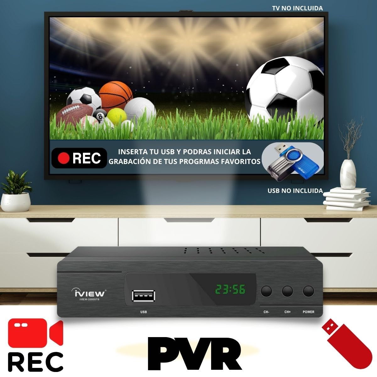 LUXVI 📺 Decodificador Full HD 1080p - Sintonizador Digital para Televisores Convencionales - Grabación PVR y Control Remoto Incluido