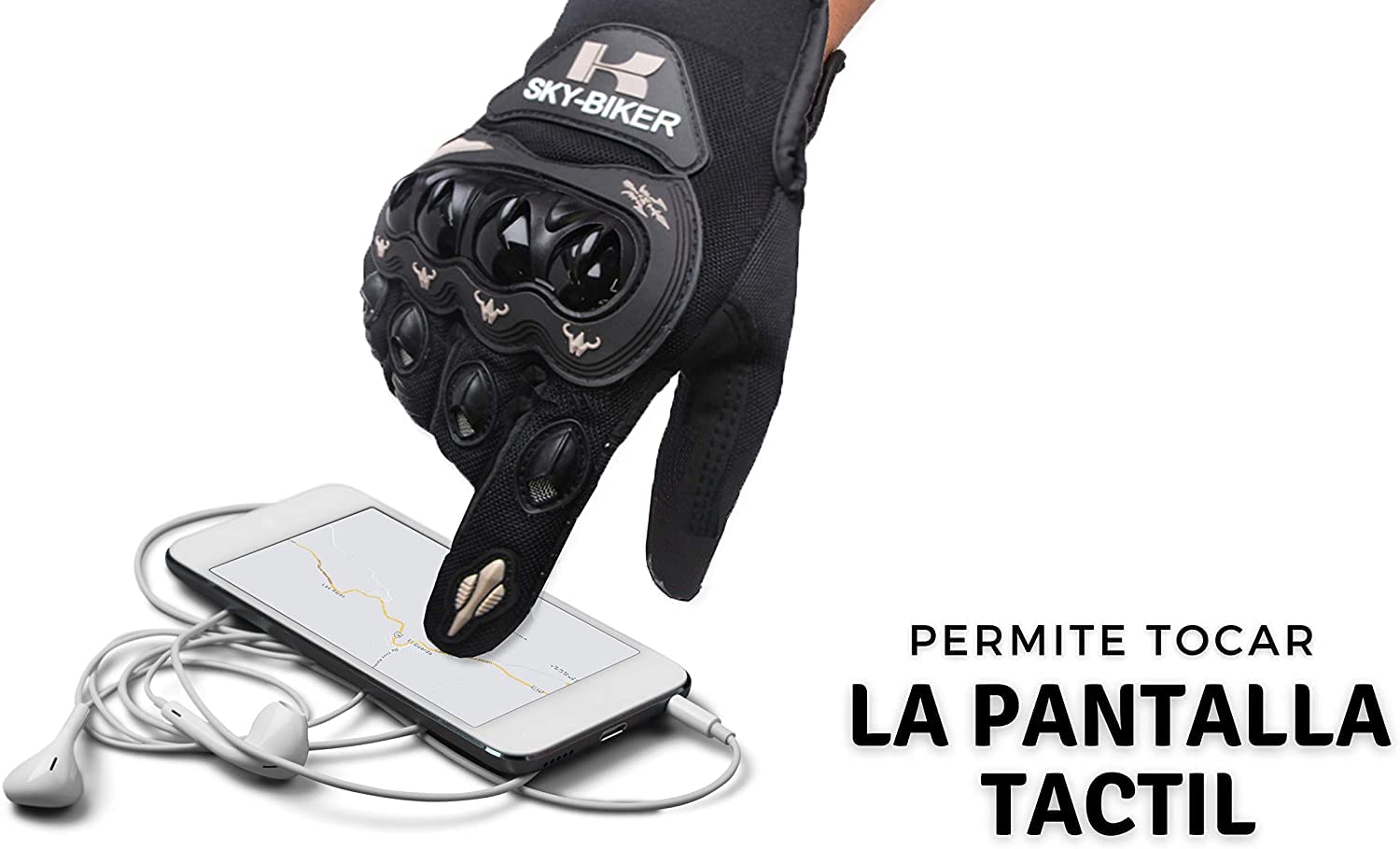 hanylish Guantes para Motociclista, Antideslizante, Cómodos y Ligeros para Hombre y Mujer, Protección Completa con Sensores Táctiles, Accesorios para Moto, Bicicleta y Senderismo (Negro - Gris, XXL)