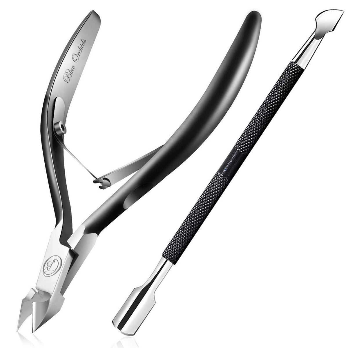 Cuticle Trimmer with Cuticle Pusher Cuticle Nipper Professional Grade Stainless Steel Cuticle Remover Cutter Clipper Durable Pedicure Manicure Tools for Fingernails and Toenails