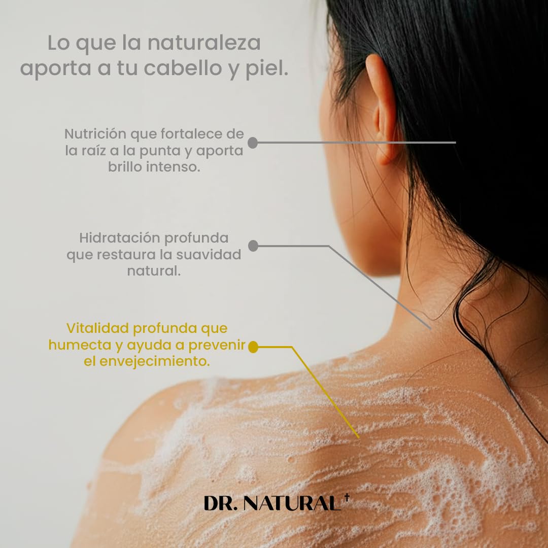 Dr. Natural Jabón de Castilla Líquido para Cuerpo | Natural, Orgánico, Sin Sulfatos y Parabenos | Shampoo y Jabon Facial | Hecho de Plantas, Aceite de Oliva, Coco y Palma, Manteca de Karité y Romero (Sin Esencia)