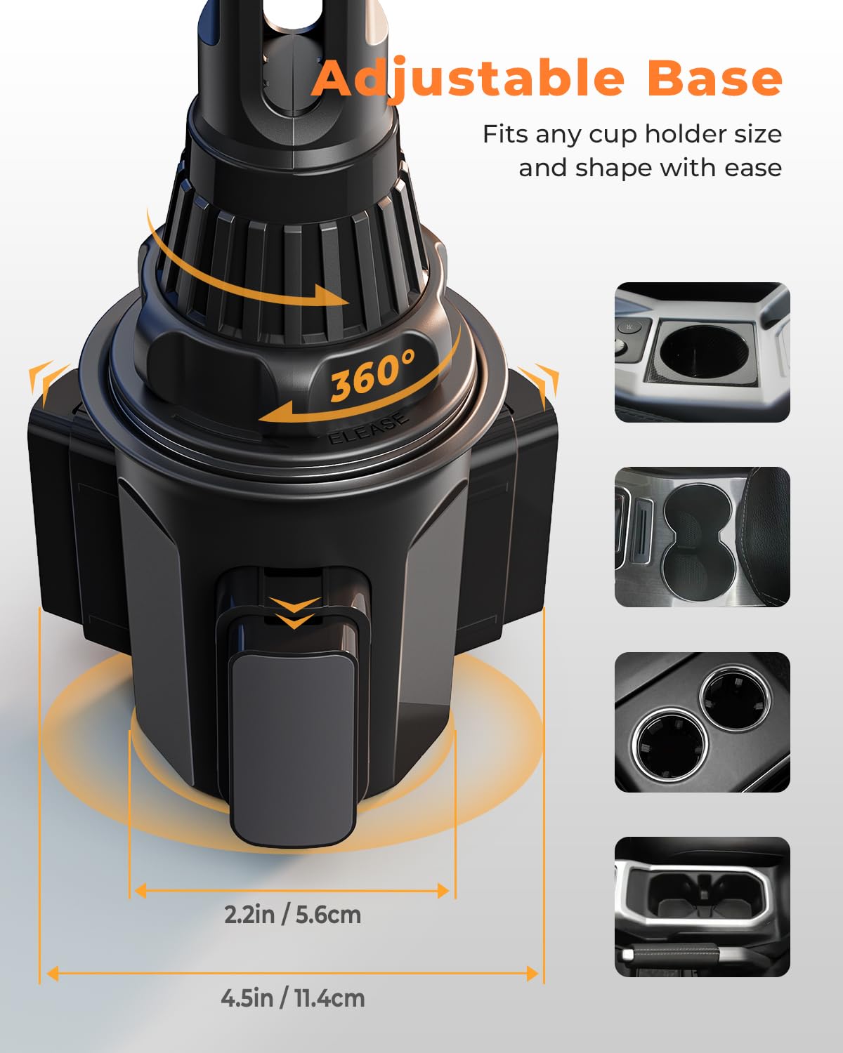 Lorima - Soporte Universal para teléfono de Taza Ajustable para Coche, Compatible con iPhone, Samsung, Huawei, LG, Sony y Nokia
