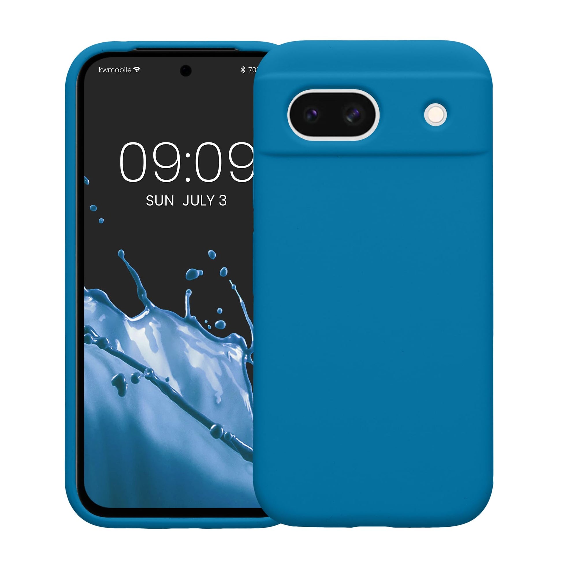 kwmobile Carcasa Compatible con Google Pixel 8a Funda - Case TPU y Silicona antigolpes - Apto Carga inalámbrica - Azul océano