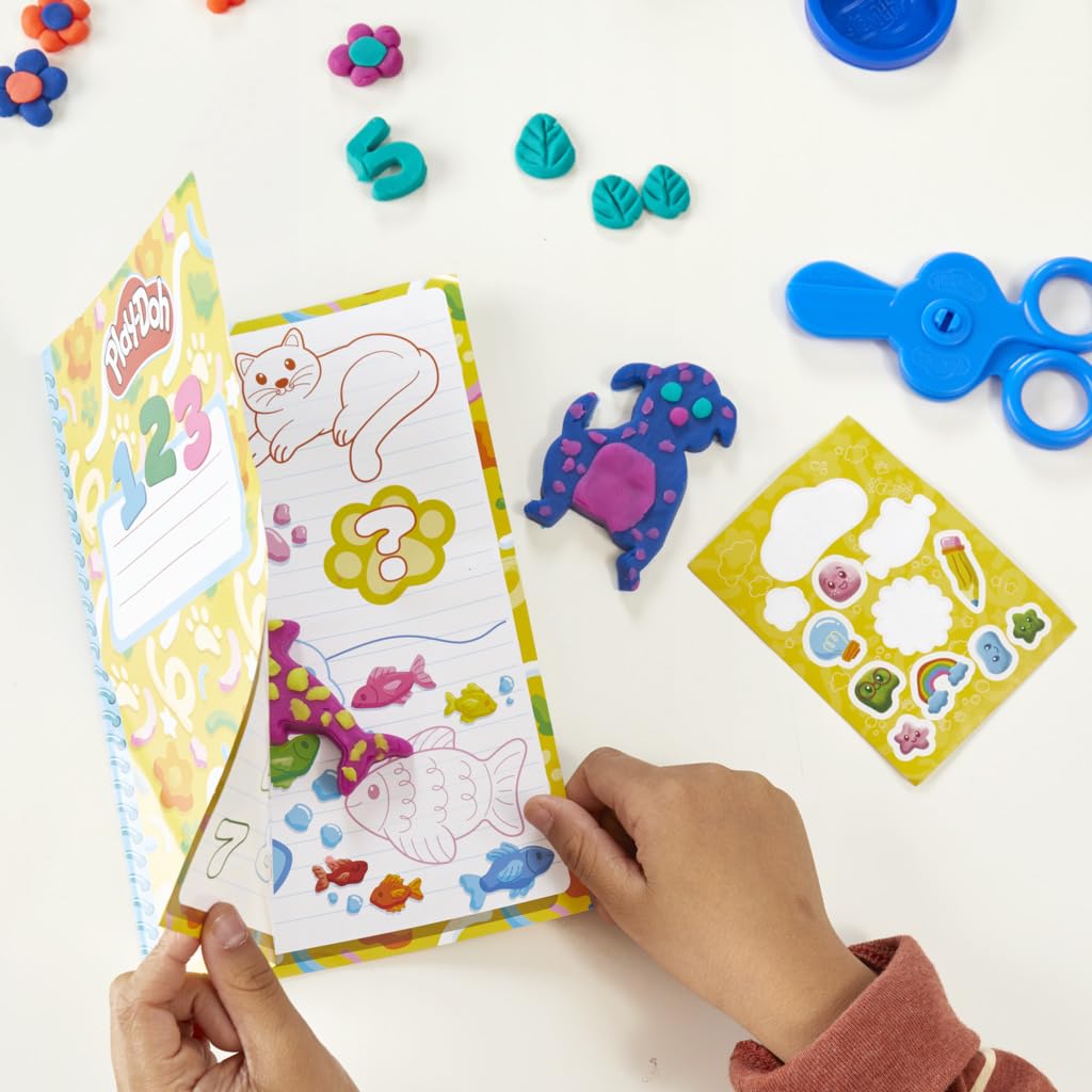 Set de Juego Play-Doh Creat y Aprende Multicolor con Mantel, Adhesivos, Cortadores de Animales y Herramientas para Niños y Niñas en Preescolar +3 Años