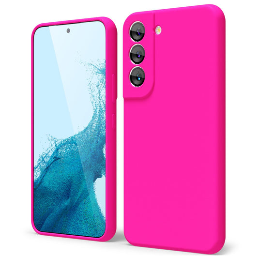 oakxco - Funda de silicona líquida para Samsung Galaxy S22, color sólido fluorescente, delgada, de goma suave, suave, de poliuretano termoplástico (TPU), lisa, mate, para mujeres y niñas, color rosa