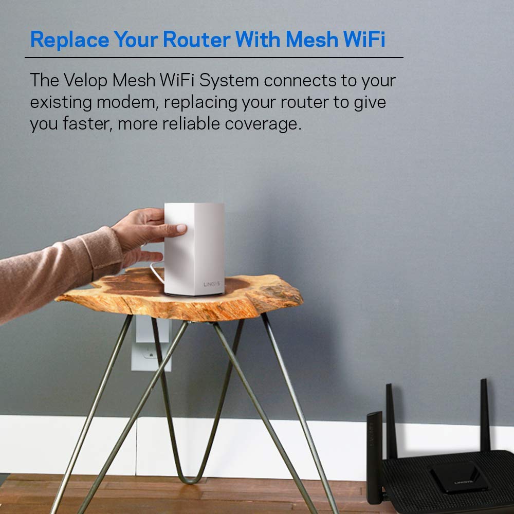 Linksys Router Velop - 2 Puertos - Gigabit - 2.4/5 GHz - Inteligente - Blanco