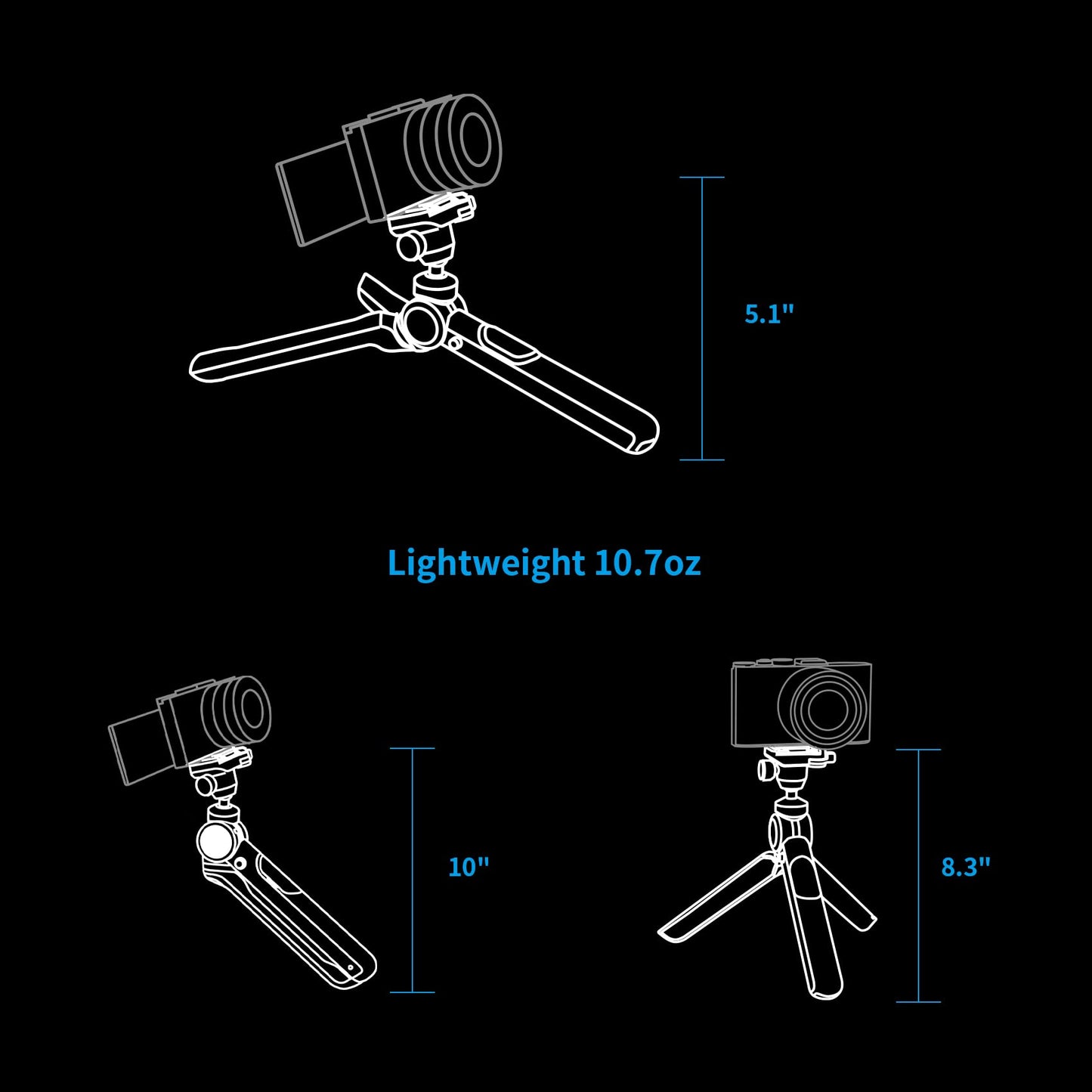 Trípode Mini Cámara PGYTECH Negro Clásico MantisPod 2.0