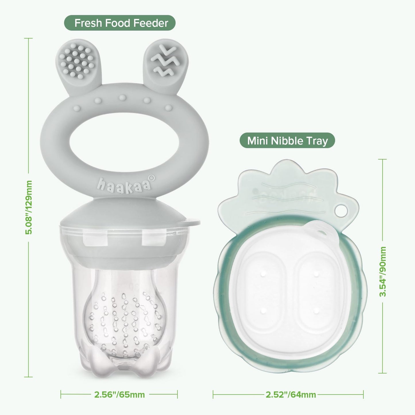 Haakaa - Chupete combinado para comida de frutas para bebé y mini bandeja de mordiscos para congelador, moldes para paleta de leche materna para alivio de enfriamiento del bebé, alimentador de