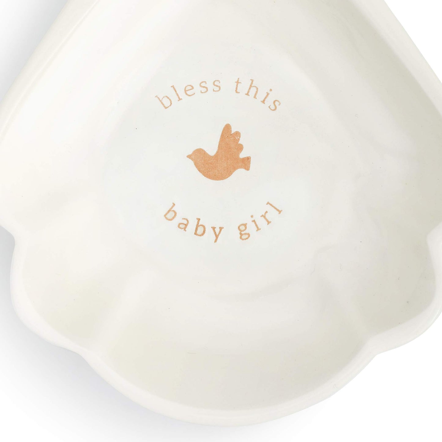 DEMDACO Bless This Baby Girl - Cuenco de cerámica (5 x 4 cm), color blanco brillante