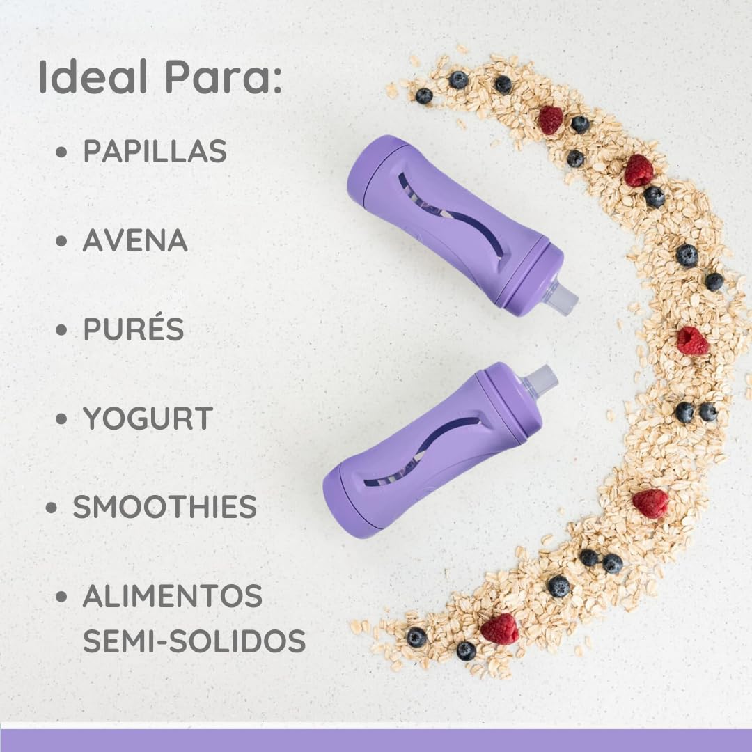 Termo Subo Baby | Alimentación sin derrames para bebés y niños pequeños | Diseño sin apretar para alimentos semilíquidos | Materiales seguros y duraderos | Termo reutilizable y lavable Zafiro