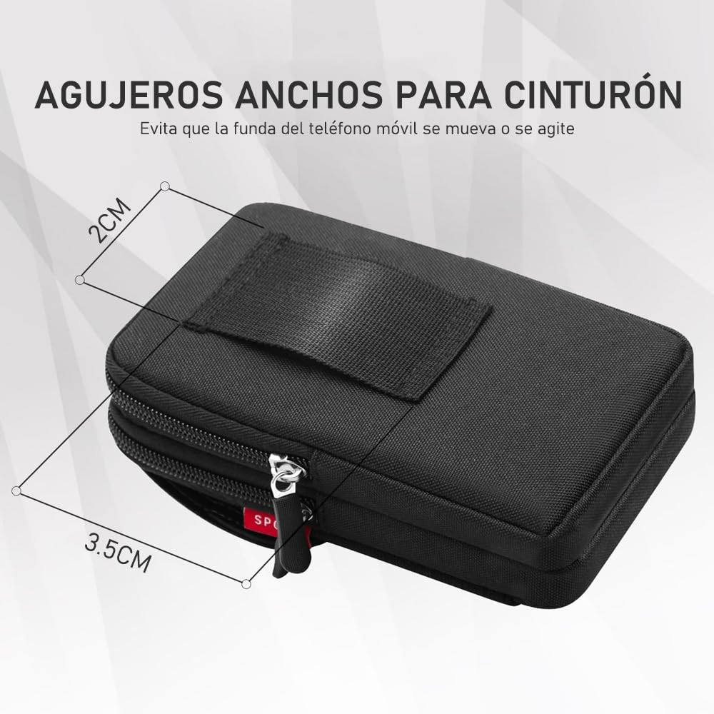 Funda para Cinturón de Celular, Bloquee el Bolso Portátil del Teléfono de los Hombres de la Cremallera, Funda Táctica Multiusos Teléfono para Trabajo, Senderismo, Camping, Barbacoa, Rescate (Negro)