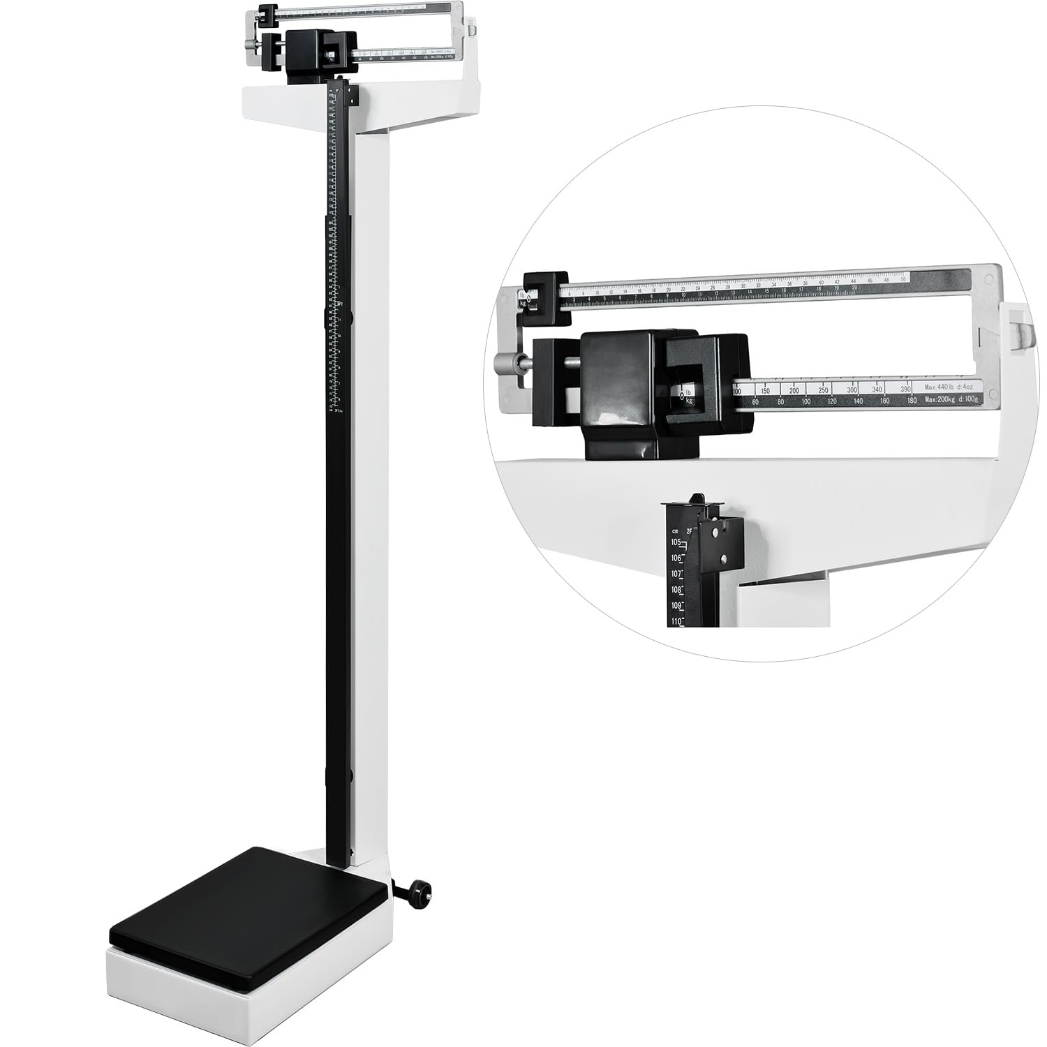 Báscula Mecánica Rack & Pack blanca con Estadímetro para Farmacias y Hospitales