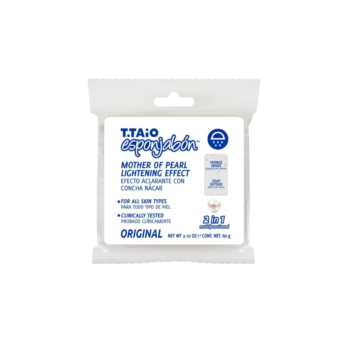 T.TAIO Esponjabón Aclarante con Concha Nácar - 10 pzs - Jabón y Esponja 2 en 1 - Para Todo Tipo de Piel - Portátil