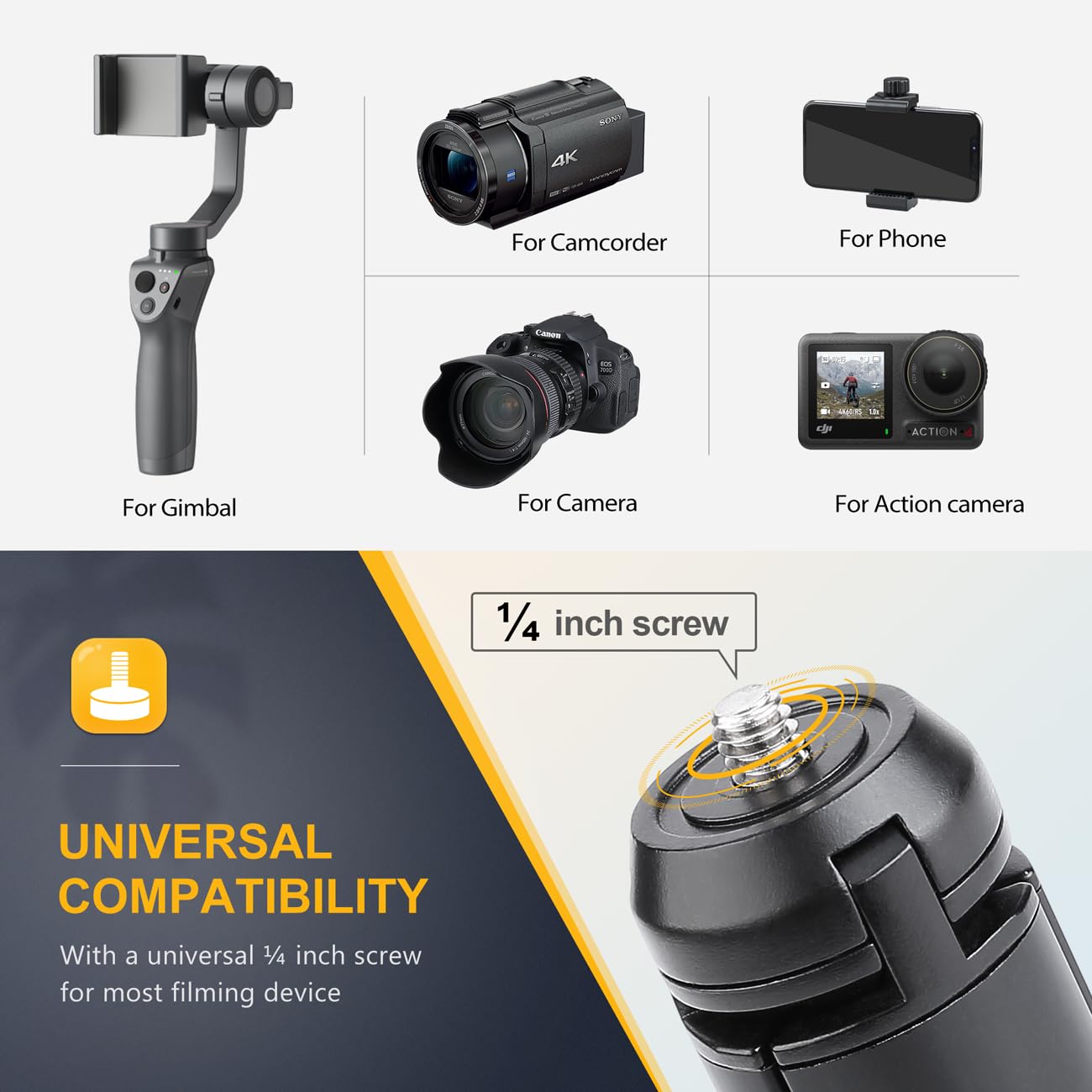 Trípode Mini de Metal Zeadio Negro para Mesa y Cámaras