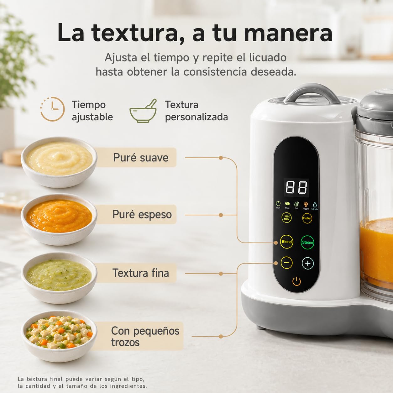 Fabricante de Alimentos Para Bebés,Vaporera Bebe Con Pantalla Táctil,Licuadora Para Papillas de Bebe Para Totalmente Automática,Procesador de Alimentos Bebe Para Cocinar Al Vapor, Remover