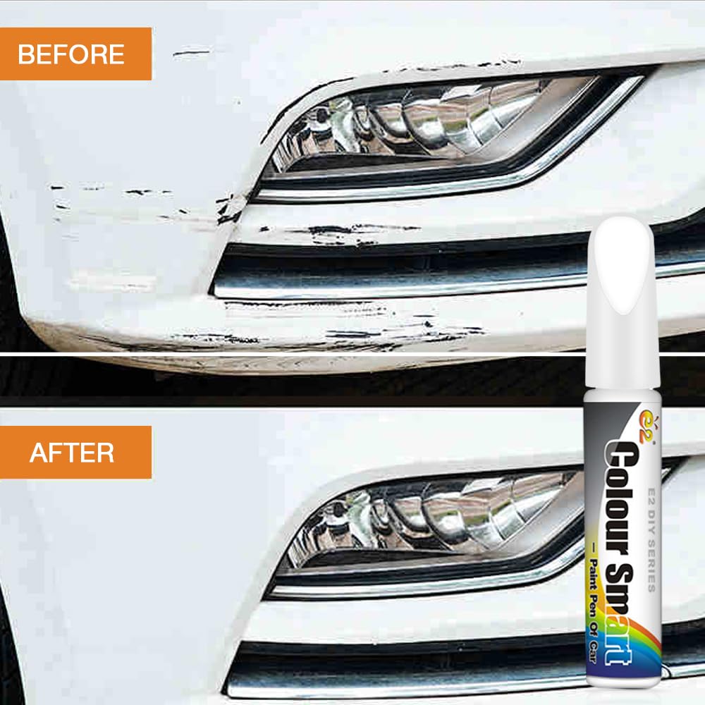 Bolígrafo Reparador de Ralladuras para Coche Motocicleta Barco, 2pcs Lápiz Reparador de Arañazos para Coches, 2 en 1, Lápiz de Reparación de Arañazos de Pintura para Vehículos (Blanco)
