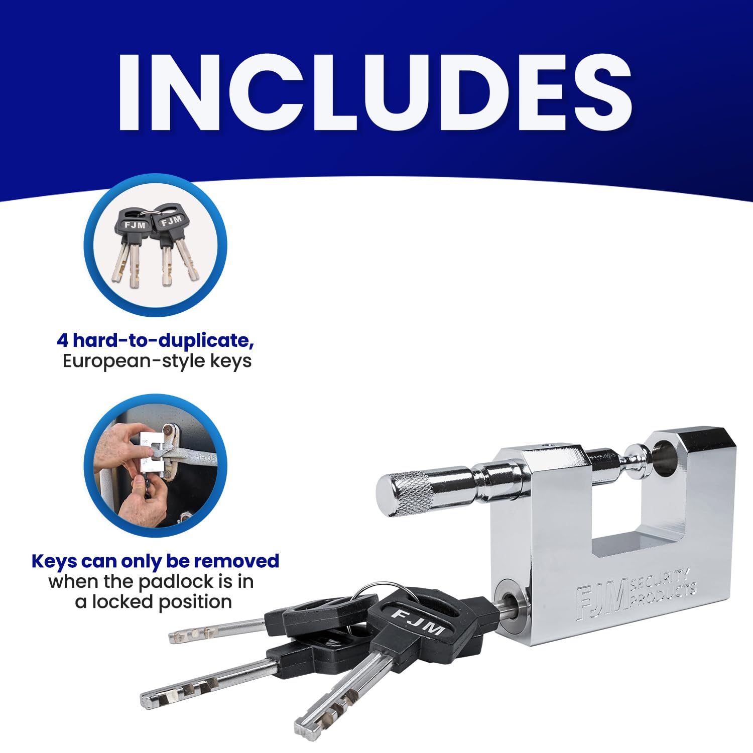 Candado de Seguridad FJM Security Triple Cromado D 0.95 cm Keyed Alike