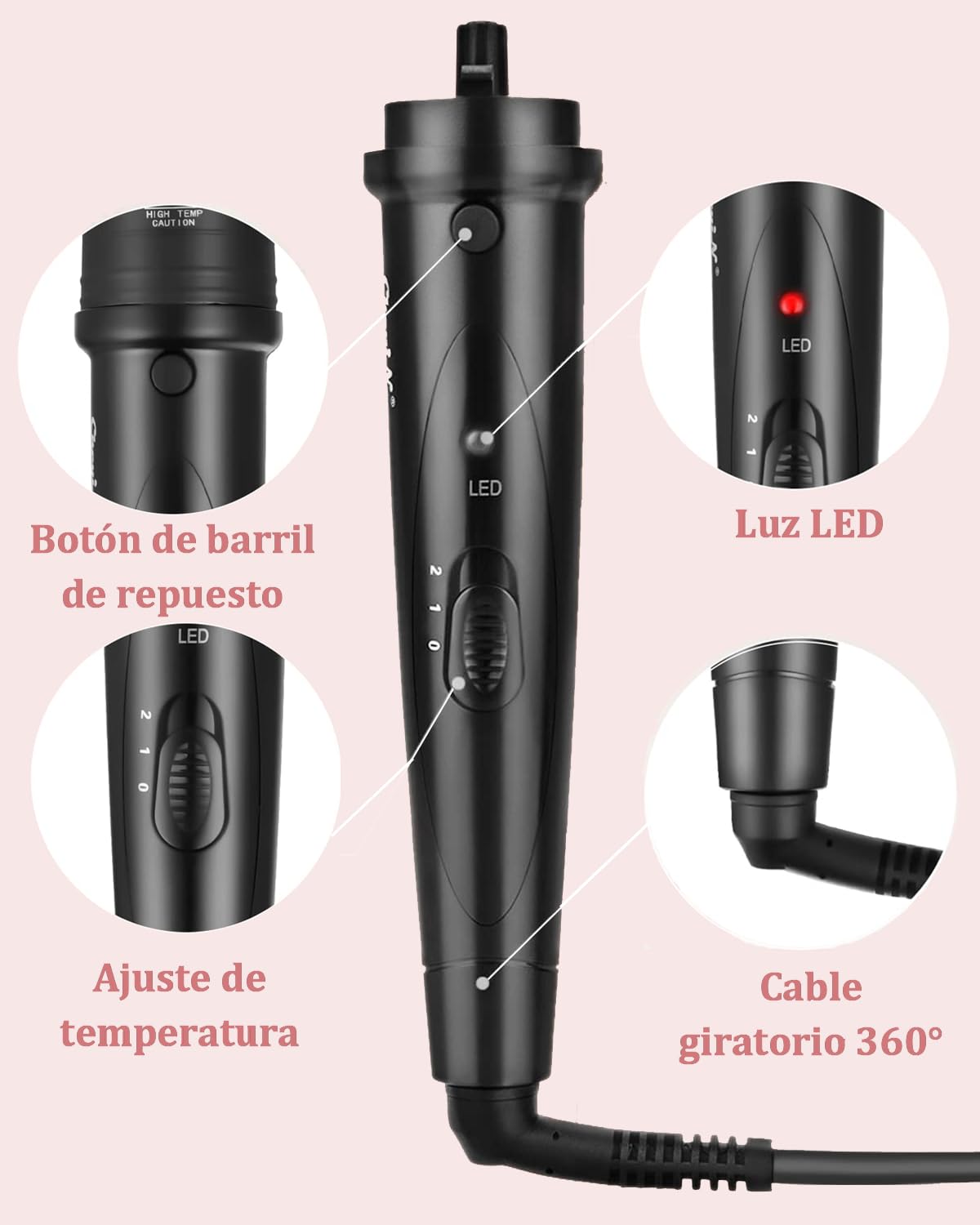 Rizador de Cabello 6 en 1 con Guantes y Peines - Tecnología Cerámica, Temperatura Ajustable y LED - Herramientas de Peinado Profesionales para Cabello Largo y Corto en Tienda Online