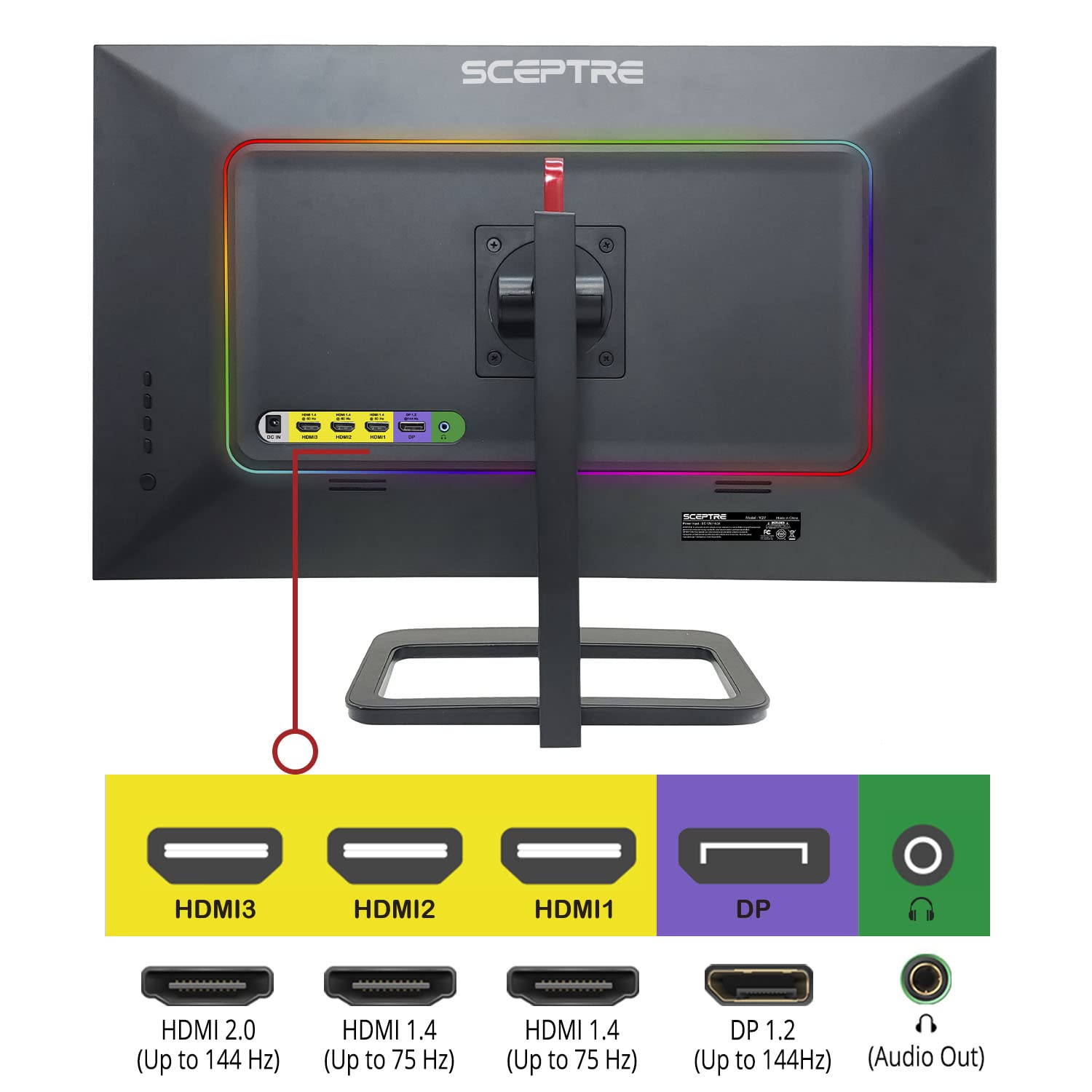 Monitor LED Sceptre Negro Bronce IPS QHD 27 Pulgadas 144 Hz 1 ms Altura Ajustable con Altavoces Integrados