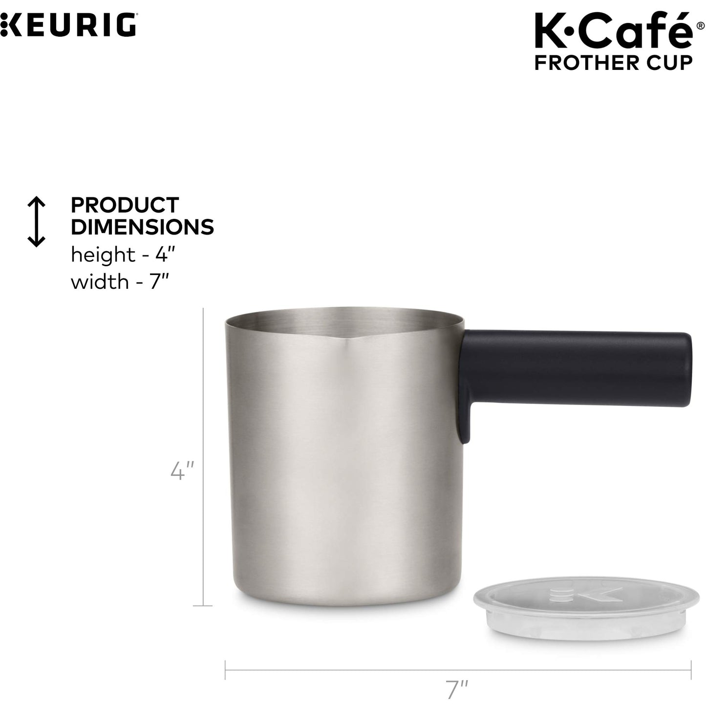Keurig Funciona con leche no láctea, espuma caliente y fría, solo cafeteras K-Café, 34 onzas, espumador de carbón