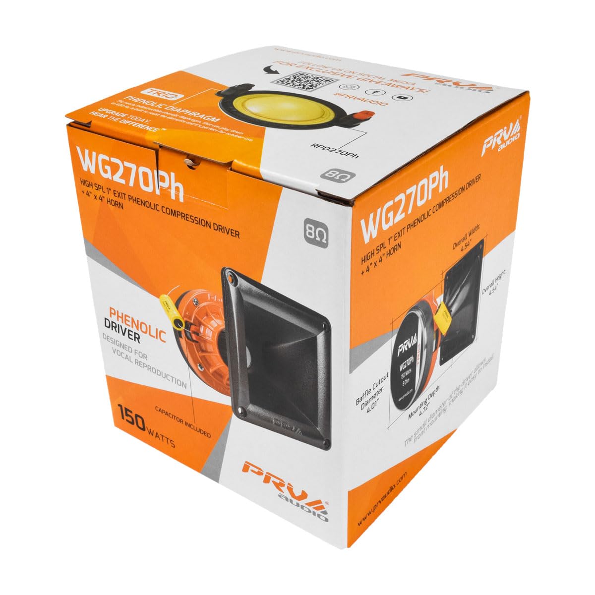 Controlador de Compresión PRV Audio WG270Ph Salida 1 Pulgada 75 Vatios RMS 106.5dB Tweeter Combo Bocina para Audio de Coche